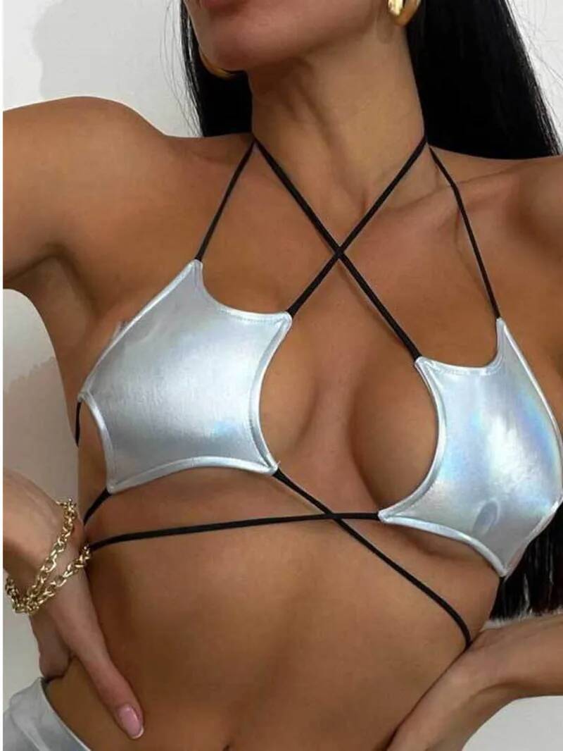 Women's Metallic Star Bra Top  - Lace Bralette Set ulasan dan harga