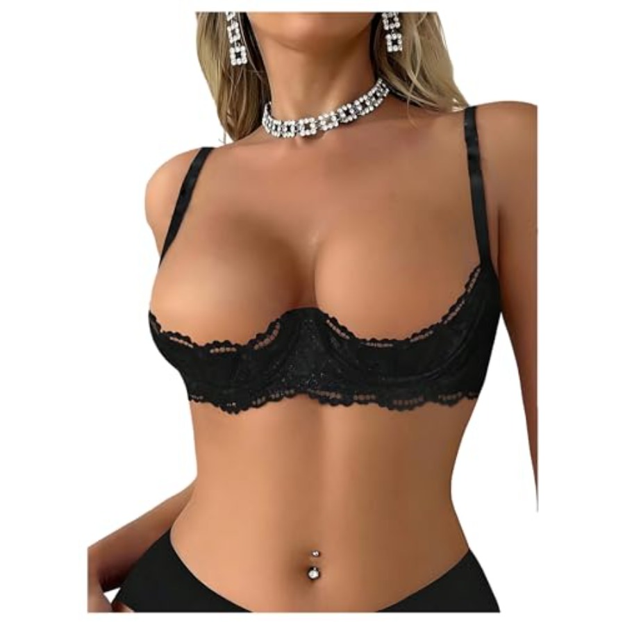OYOANGLE Women's 1/4 Cup Lace  - Demi Bra Balconette ulasan dan harga