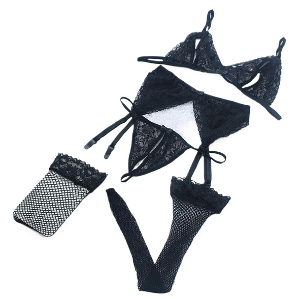 Lace Women Lingerie Set 4 Pcs  - Lace Bralette Set ulasan dan harga