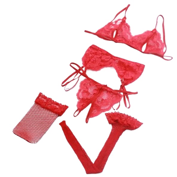 Lace Women Lingerie Set 4 Pcs  - Lace Bralette Set ulasan dan harga