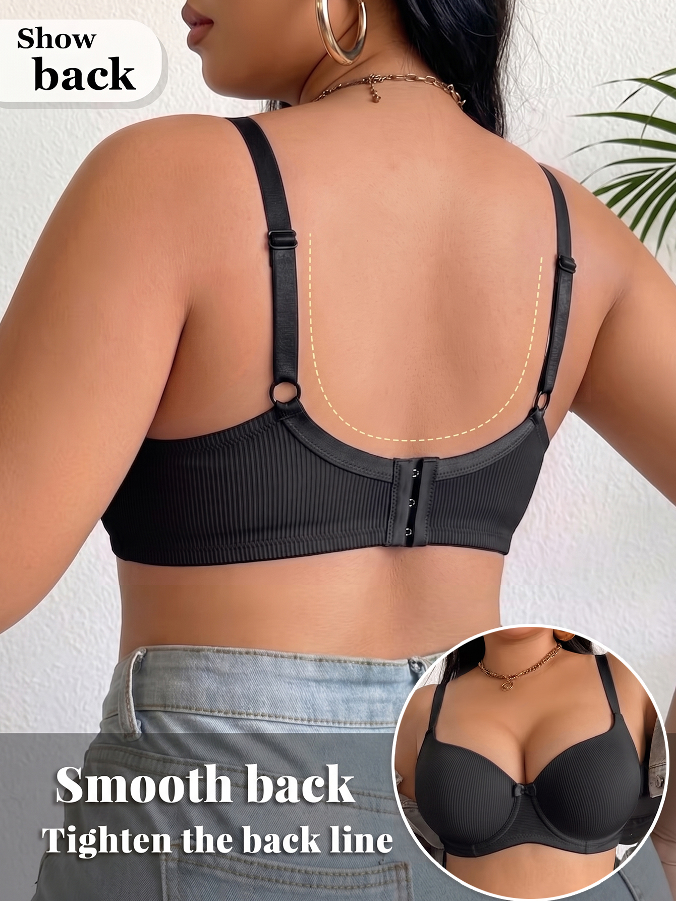 Plus Size Ribbed Women Bra Thi - Underwire Bra Padded ulasan dan harga